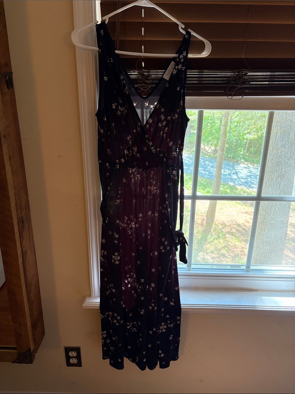 Kaileigh Floral Midi Wrap Dress - Black and Plum